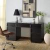 SAFAVIEH Couture Collection – Zeus Black Wood 7-Drawer Desk, Modern Storage Writing Table (SFV4220C)(Black)
