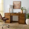 SAFAVIEH Couture Collection – Zeus Black Wood 7-Drawer Desk, Modern Storage Writing Table (SFV4220C)(Medium Oak)