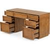 SAFAVIEH Couture Collection – Zeus Black Wood 7-Drawer Desk, Modern Storage Writing Table (SFV4220C)(Medium Oak)