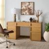 SAFAVIEH Couture Collection – Zeus Black Wood 7-Drawer Desk, Modern Storage Writing Table (SFV4220C)(Natural)