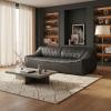 SAFAVIEH Couture Collection Agitha Modern Dark Grey Italian Leather Tufted Sofa Couch (Fully Assembled)(Dark Grey)
