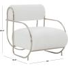 SAFAVIEH Couture Collection Bethann White Corduroy/Silver Metal Frame Accent Chair (Fully Assembled)