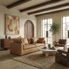 SAFAVIEH Couture Collection Blanca Brown Italian Leather Sofa Couch (Fully Assembled)(Brown)