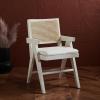 SAFAVIEH Couture Collection Colette Tropical Coastal Natural Solid Wood Rattan Armchair(White/Natural)