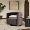 SAFAVIEH Couture Collection Edgar Ivory Boucle/Black Swivel Chair (Fully Assembled)(Dark Brown)