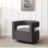SAFAVIEH Couture Collection Edgar Ivory Boucle/Black Swivel Chair (Fully Assembled)(Dark Grey/Black)