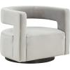 SAFAVIEH Couture Collection Edgar Ivory Boucle/Black Swivel Chair (Fully Assembled)(Light Grey)