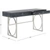 SAFAVIEH Couture Collection Estella Modern Black Cerused Oak/Silver 2-Drawer Desk