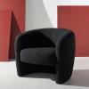 SAFAVIEH Couture Collection Everly Black Boucle Barrel Back Accent Chair (Fully Assembled)(Black)