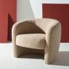 SAFAVIEH Couture Collection Everly Black Boucle Barrel Back Accent Chair (Fully Assembled)(Light Brown)