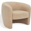 SAFAVIEH Couture Collection Everly Black Boucle Barrel Back Accent Chair (Fully Assembled)(Light Brown)