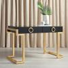 SAFAVIEH Couture Collection Maia Black Cerused Oak 2-Drawer Home Office Writing Desk(Black/Gold Leaf)
