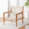 SAFAVIEH Couture Collection Osmond Coastal Sand Linen/Natural Sling Chair (Fully Assembled)