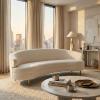 SAFAVIEH Couture Collection Primrose Cream Velvet/Gold Curved Sofa (Fully Assembled)(Creme/Gold)