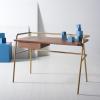 SAFAVIEH Couture Collection Regis Walnut/Bronze Office Computer Writing Desk