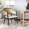 SAFAVIEH Couture Collection Rogue Walnut/Natural Rattan Dining Chair (Fully Assembled)(Black / Natural)