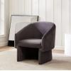 SAFAVIEH Couture Collection Susie Navy Velvet Barrel Back Accent Chair (Fully Assembled)(Dark Grey)
