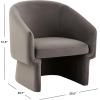 SAFAVIEH Couture Collection Susie Navy Velvet Barrel Back Accent Chair (Fully Assembled)(Dark Grey)