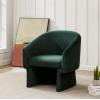 SAFAVIEH Couture Collection Susie Navy Velvet Barrel Back Accent Chair (Fully Assembled)(Forest Green)