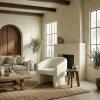 SAFAVIEH Couture Collection Susie Navy Velvet Barrel Back Accent Chair (Fully Assembled)(Ivory)