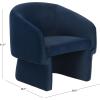 SAFAVIEH Couture Collection Susie Navy Velvet Barrel Back Accent Chair (Fully Assembled)(Navy)