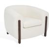 SAFAVIEH Couture Collection Westley Ivory/Dark Brown Boucle Barrel Back Accent Chair (Fully Assembled)