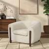 SAFAVIEH Couture Collection Westley Ivory/Dark Brown Boucle Barrel Back Accent Chair (Fully Assembled)