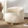 SAFAVIEH Couture Flynn Faux Lamb Wool Swivel Chair(Ivory / Gold)