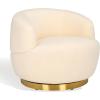 SAFAVIEH Couture Flynn Faux Lamb Wool Swivel Chair(Ivory / Gold)
