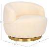 SAFAVIEH Couture Flynn Faux Lamb Wool Swivel Chair(Ivory / Gold)