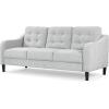 SAFAVIEH Couture Furniture Collection Nathaniel Cream Tufted 3-Seater Sofa(Light Grey)