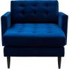SAFAVIEH Couture Home Collection Curtis Navy Velvet Upholstered Tufted Living Room Bedroom Foyer Chaise Lounge Chair SFV4760A(Navy)