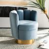 Safavieh Couture Home Arrow Glam Light Blue Velvet Scallop Tufted Swivel Chair(Light Blue)
