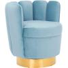 Safavieh Couture Home Arrow Glam Light Blue Velvet Scallop Tufted Swivel Chair(Light Blue)