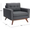 Safavieh Couture Home Gneiss Mid-Century Modern Slate Grey Linen Arm Chair