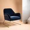 Safavieh Couture Home Misty Glam Navy Blue Velvet Accent Chair(Navy/Gold)