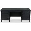SAFAVIEH Couture Collection – Ariella Black Oak Wood 5-Drawer Desk, Modern Storage Writing Table with Iron Accents (SFV4223A)(Black)