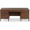 SAFAVIEH Couture Collection – Ariella Black Oak Wood 5-Drawer Desk, Modern Storage Writing Table with Iron Accents (SFV4223A)(Walnut)