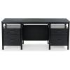 SAFAVIEH Couture Collection – Jaylessa Natural & Black Wood 4-Drawer Desk, Modern Storage Writing Table with Metal Accents (SFV4230A)(Black)