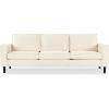 SAFAVIEH Couture Collection – Kalyna 3.5 Seater Sofa – Grey, Modern Upholstered Polyester Fabric Couch with Square Arms & Tapered Legs (SFA2007B)(Creme)