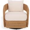 SAFAVIEH Couture Collection – Leanna Natural Rattan Swivel Accent Chair with White Cushion, Fully Assembled Woven Barrel Chair for Living Room, Bedroom or Home Office (CWK3026A)(Natural/White)