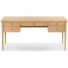 SAFAVIEH Couture Collection – Makala Wood 5-Drawer Desk with Gold Accents, Modern Writing Table with Storage (SFV4232A)(Natural/Gold)