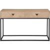 SAFAVIEH Couture Collection – Sherriandra Walnut & Black Metal Console Table with 2 Drawers, Modern Accent (SFV3010B)(Natural/Black)