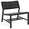 SAFAVIEH Couture Collection – Valdina Black Woven Leather Accent Chair, Low Profile Design, Solid Wood Frame, Fully Assembled (SFV1904A)(Black/Black)