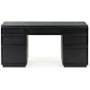 SAFAVIEH Couture Collection – Zeus Black Wood 7-Drawer Desk, Modern Storage Writing Table (SFV4220C)(Black)