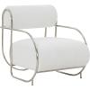 SAFAVIEH Couture Collection Bethann White Corduroy/Silver Metal Frame Accent Chair (Fully Assembled)