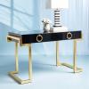 SAFAVIEH Couture Collection Maia Black Cerused Oak 2-Drawer Home Office Writing Desk(Black/Gold Leaf)