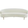 SAFAVIEH Couture Collection Primrose Cream Velvet/Gold Curved Sofa (Fully Assembled)(Creme/Gold)