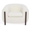 SAFAVIEH Couture Collection Westley Ivory/Dark Brown Boucle Barrel Back Accent Chair (Fully Assembled)