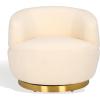 SAFAVIEH Couture Flynn Faux Lamb Wool Swivel Chair(Ivory / Gold)